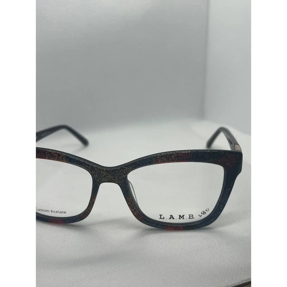 L.A.M.B. LA083 Designer Eyeglasses Frames Cat Eye Multicolor Gold‎ Accents